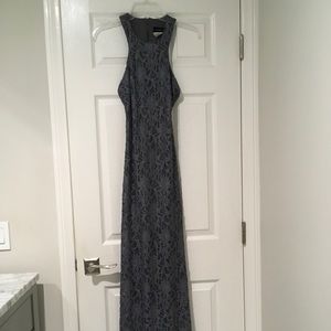 B.Darlin silver long lace dress